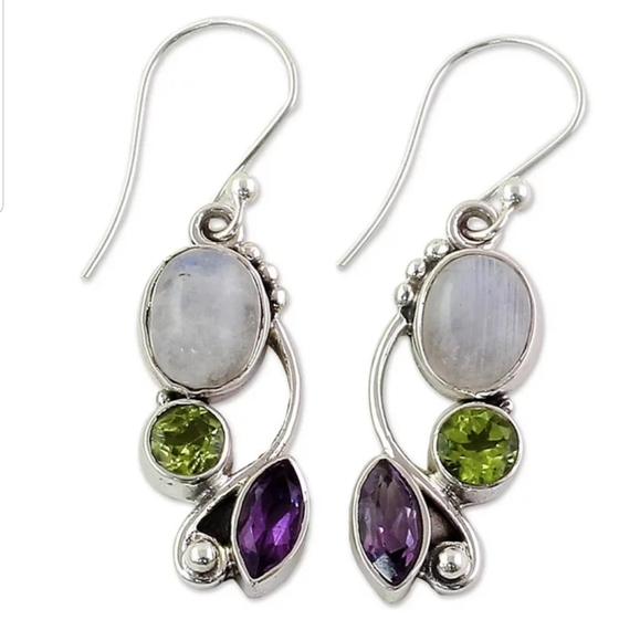 Copper Stunning Crystal Flower 1in Drop Earrings - Picture 3 of 3